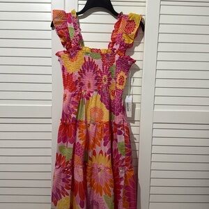 J Marie women dress, NWT, floral, midi, size S, smocked bodice, never worn